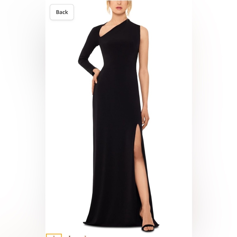 Betsy & Adam Black One-Shoulder Maxi Dress